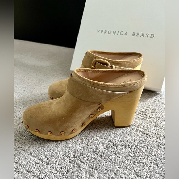 Veronica Beard Suede Heeled Clogs - Picture 2 of 5